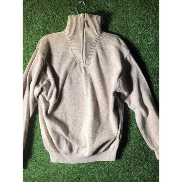NORTHERN ISLES 1/4 Zip Pullover Sweater Cotton Beige SZ XL - Picture 1 of 6